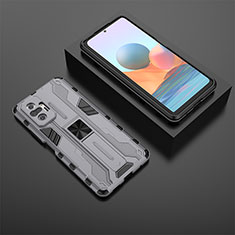 Custodia Silicone e Plastica Opaca Cover con Magnetico Supporto KC1 per Xiaomi Redmi Note 10 Pro 4G Grigio