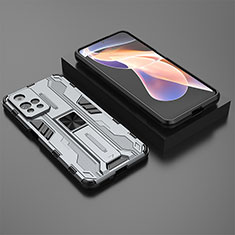 Custodia Silicone e Plastica Opaca Cover con Magnetico Supporto KC1 per Xiaomi Redmi Note 11 Pro+ Plus 5G Grigio