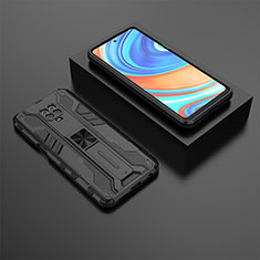 Custodia Silicone e Plastica Opaca Cover con Magnetico Supporto KC1 per Xiaomi Redmi Note 9 Pro Nero