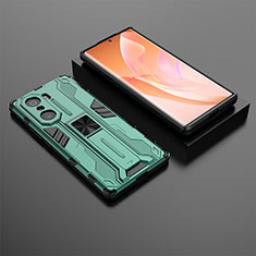 Custodia Silicone e Plastica Opaca Cover con Magnetico Supporto KC2 per Huawei Honor 60 5G Verde