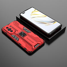 Custodia Silicone e Plastica Opaca Cover con Magnetico Supporto KC2 per Huawei Nova 10 Pro Rosso