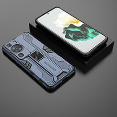Custodia Silicone e Plastica Opaca Cover con Magnetico Supporto KC2 per Huawei P60 Blu