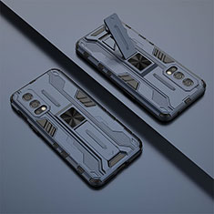 Custodia Silicone e Plastica Opaca Cover con Magnetico Supporto KC2 per OnePlus Nord 2 5G Blu