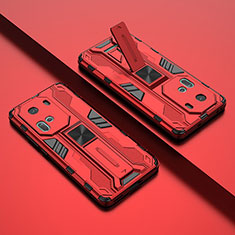 Custodia Silicone e Plastica Opaca Cover con Magnetico Supporto KC2 per Oppo Reno11 5G Rosso