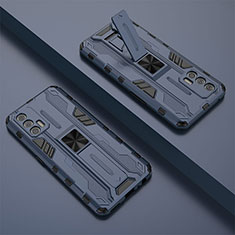 Custodia Silicone e Plastica Opaca Cover con Magnetico Supporto KC2 per Realme GT Neo 2T 5G Blu