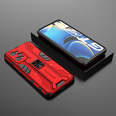 Custodia Silicone e Plastica Opaca Cover con Magnetico Supporto KC2 per Realme GT Neo 3T 5G Rosso