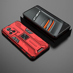 Custodia Silicone e Plastica Opaca Cover con Magnetico Supporto KC2 per Realme GT Neo3 5G Rosso