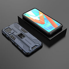 Custodia Silicone e Plastica Opaca Cover con Magnetico Supporto KC2 per Realme Narzo 30 5G Blu