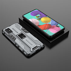 Custodia Silicone e Plastica Opaca Cover con Magnetico Supporto KC2 per Samsung Galaxy A51 4G Grigio