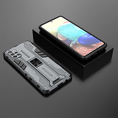 Custodia Silicone e Plastica Opaca Cover con Magnetico Supporto KC2 per Samsung Galaxy A71 4G A715 Grigio