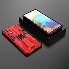 Custodia Silicone e Plastica Opaca Cover con Magnetico Supporto KC2 per Samsung Galaxy A71 4G A715 Rosso