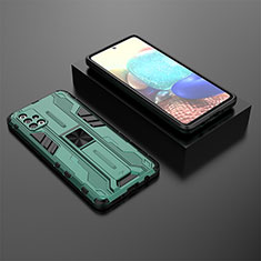 Custodia Silicone e Plastica Opaca Cover con Magnetico Supporto KC2 per Samsung Galaxy A71 4G A715 Verde