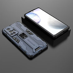 Custodia Silicone e Plastica Opaca Cover con Magnetico Supporto KC2 per Vivo X70 Pro 5G Blu