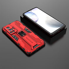 Custodia Silicone e Plastica Opaca Cover con Magnetico Supporto KC2 per Vivo X70 Pro 5G Rosso