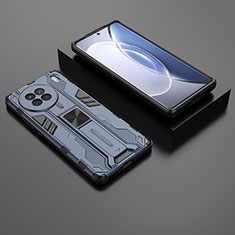 Custodia Silicone e Plastica Opaca Cover con Magnetico Supporto KC2 per Vivo X90 5G Blu