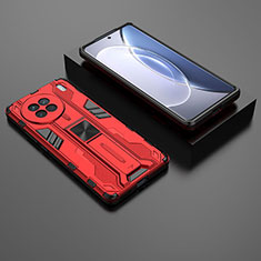 Custodia Silicone e Plastica Opaca Cover con Magnetico Supporto KC2 per Vivo X90 5G Rosso