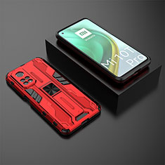 Custodia Silicone e Plastica Opaca Cover con Magnetico Supporto KC2 per Xiaomi Mi 10T 5G Rosso