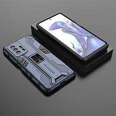 Custodia Silicone e Plastica Opaca Cover con Magnetico Supporto KC2 per Xiaomi Mi 11T Pro 5G Blu