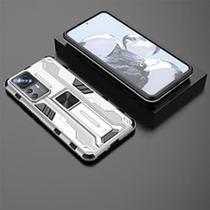 Custodia Silicone e Plastica Opaca Cover con Magnetico Supporto KC2 per Xiaomi Mi 12T 5G Bianco
