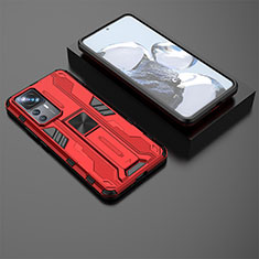 Custodia Silicone e Plastica Opaca Cover con Magnetico Supporto KC2 per Xiaomi Mi 12T 5G Rosso