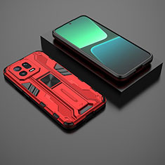 Custodia Silicone e Plastica Opaca Cover con Magnetico Supporto KC2 per Xiaomi Mi 13 5G Rosso