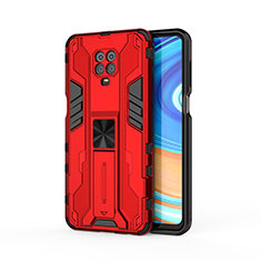 Custodia Silicone e Plastica Opaca Cover con Magnetico Supporto KC2 per Xiaomi Poco M2 Pro Rosso
