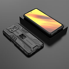 Custodia Silicone e Plastica Opaca Cover con Magnetico Supporto KC2 per Xiaomi Poco X3 NFC Nero