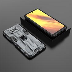 Custodia Silicone e Plastica Opaca Cover con Magnetico Supporto KC2 per Xiaomi Poco X3 Pro Grigio