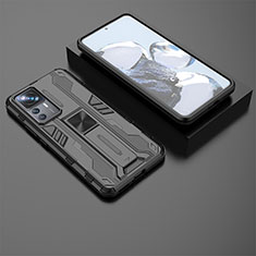 Custodia Silicone e Plastica Opaca Cover con Magnetico Supporto KC2 per Xiaomi Redmi K50 Ultra 5G Nero