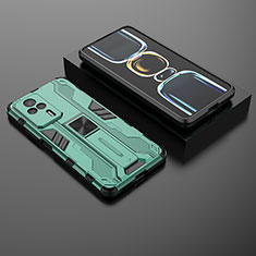 Custodia Silicone e Plastica Opaca Cover con Magnetico Supporto KC2 per Xiaomi Redmi K60E 5G Verde