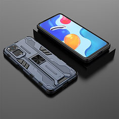 Custodia Silicone e Plastica Opaca Cover con Magnetico Supporto KC2 per Xiaomi Redmi Note 11 4G (2022) Blu
