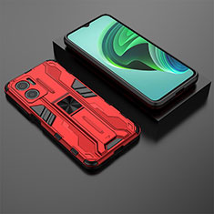 Custodia Silicone e Plastica Opaca Cover con Magnetico Supporto KC2 per Xiaomi Redmi Note 11E 5G Rosso