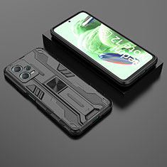 Custodia Silicone e Plastica Opaca Cover con Magnetico Supporto KC2 per Xiaomi Redmi Note 12 5G Nero