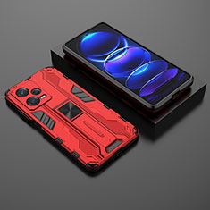 Custodia Silicone e Plastica Opaca Cover con Magnetico Supporto KC2 per Xiaomi Redmi Note 12 Pro 5G Rosso