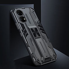 Custodia Silicone e Plastica Opaca Cover con Magnetico Supporto KC3 per Huawei P50 Nero