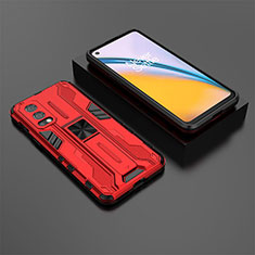 Custodia Silicone e Plastica Opaca Cover con Magnetico Supporto KC3 per OnePlus Nord 2 5G Rosso