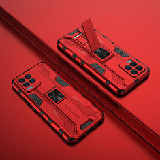 Custodia Silicone e Plastica Opaca Cover con Magnetico Supporto KC3 per Realme 8 4G Rosso