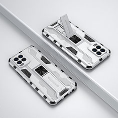 Custodia Silicone e Plastica Opaca Cover con Magnetico Supporto KC3 per Realme 8 Pro Bianco