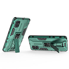 Custodia Silicone e Plastica Opaca Cover con Magnetico Supporto KC3 per Samsung Galaxy A51 4G Verde