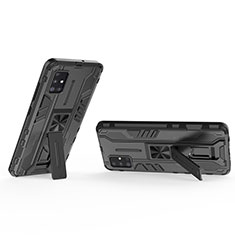 Custodia Silicone e Plastica Opaca Cover con Magnetico Supporto KC3 per Samsung Galaxy A51 5G Nero