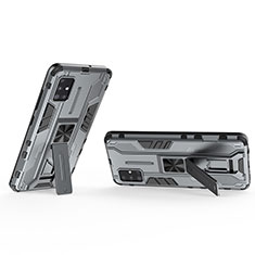 Custodia Silicone e Plastica Opaca Cover con Magnetico Supporto KC3 per Samsung Galaxy M40S Grigio