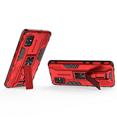 Custodia Silicone e Plastica Opaca Cover con Magnetico Supporto KC3 per Samsung Galaxy M40S Rosso