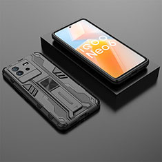 Custodia Silicone e Plastica Opaca Cover con Magnetico Supporto KC3 per Vivo iQOO Neo6 5G Nero