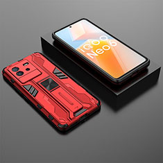 Custodia Silicone e Plastica Opaca Cover con Magnetico Supporto KC3 per Vivo iQOO Neo6 5G Rosso