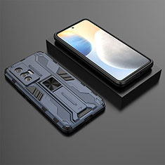 Custodia Silicone e Plastica Opaca Cover con Magnetico Supporto KC3 per Vivo X70 5G Blu