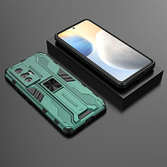 Custodia Silicone e Plastica Opaca Cover con Magnetico Supporto KC3 per Vivo X70 5G Verde