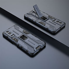 Custodia Silicone e Plastica Opaca Cover con Magnetico Supporto KC3 per Vivo Y75s 5G Blu