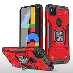 Custodia Silicone e Plastica Opaca Cover con Magnetico Supporto MQ1 per Google Pixel 4a Rosso