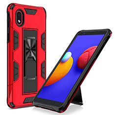 Custodia Silicone e Plastica Opaca Cover con Magnetico Supporto MQ1 per Samsung Galaxy A01 Core Rosso