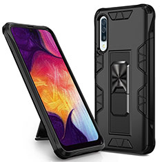 Custodia Silicone e Plastica Opaca Cover con Magnetico Supporto MQ1 per Samsung Galaxy A50 Nero